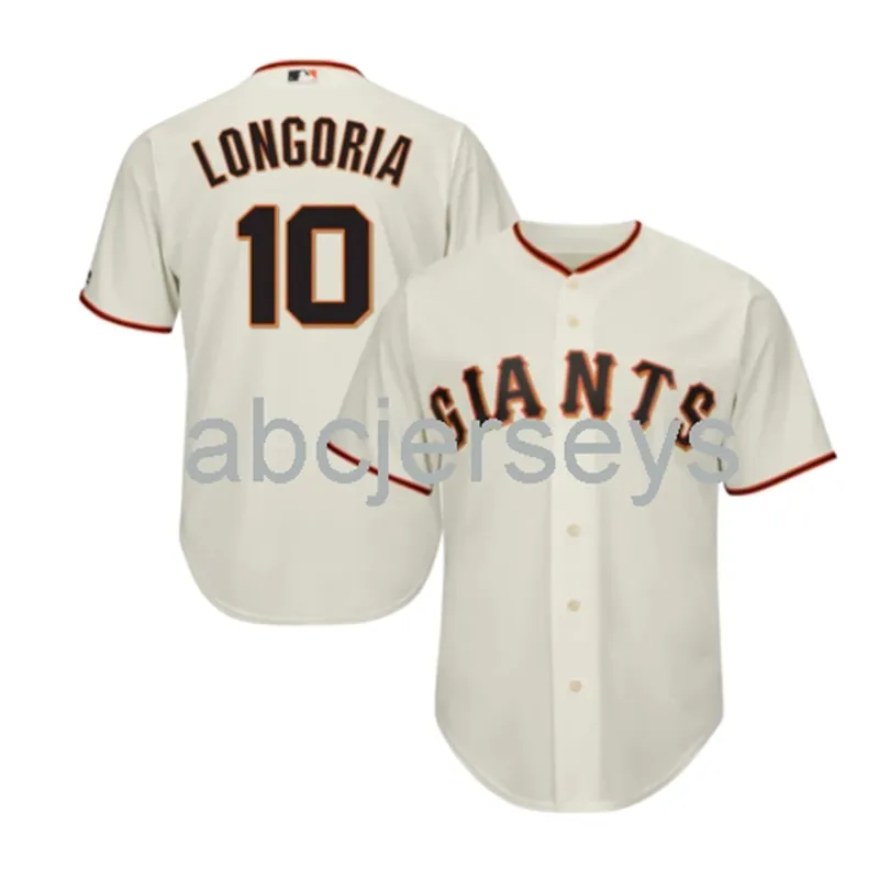 Camiseta Evan Longoria San nº 10 personalizada costurada Francisco Creme Beisebol XS-6XL