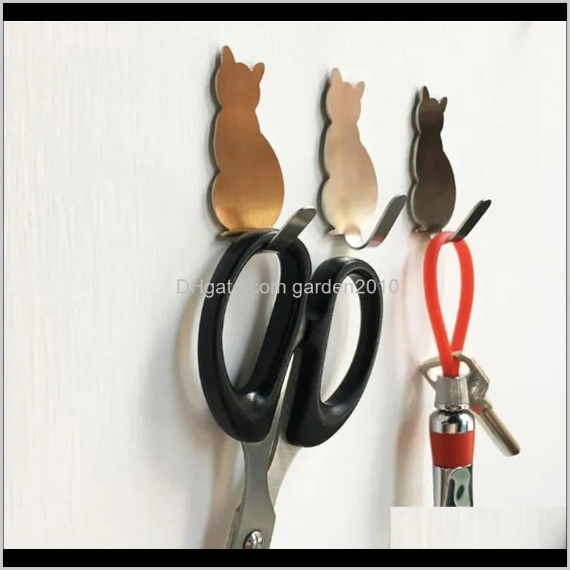 kitten stainless steel adhesive strong self adhesive door wall hangers hooks suction heavy load rack for kitchen tools bathroom