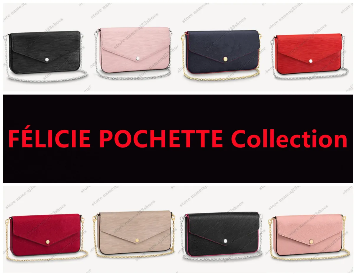 Felicie Pochette Collection Cross Body Bag Stylish Versatile Pouch Clutch Chain Shoulder Bags Designers Womens Handväskor Purse Wallet
