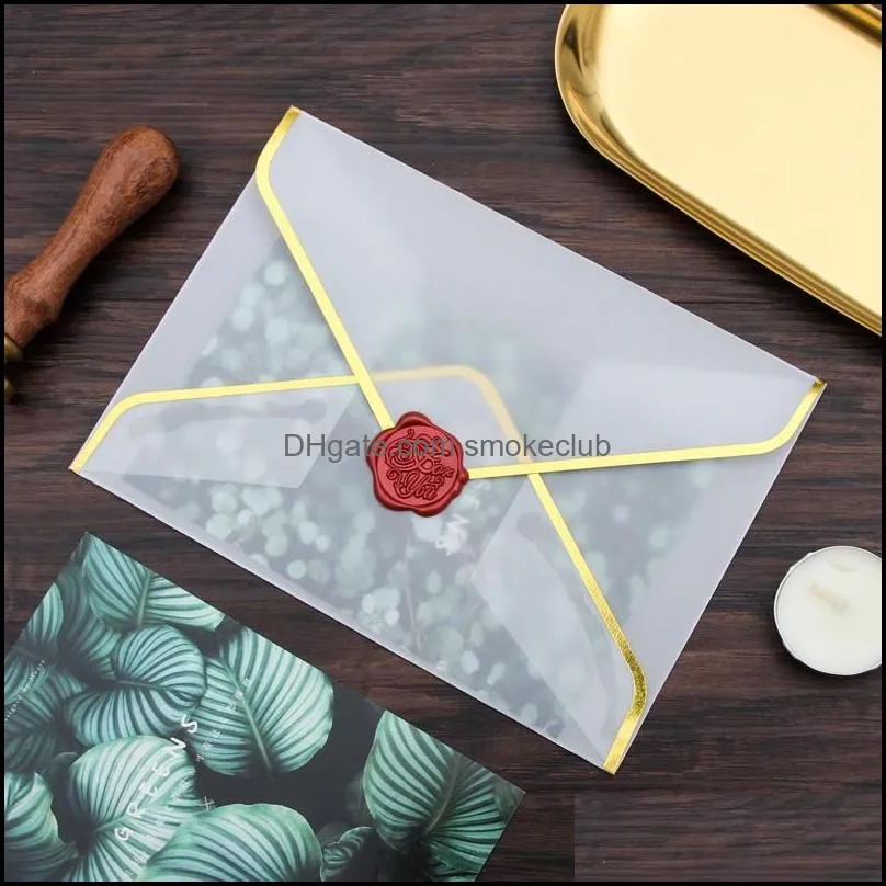 Greeting Cards 20pcs/set Stamping Printing Paper Envelope Transparent Sulfuric Acid Wedding Letter Invitation