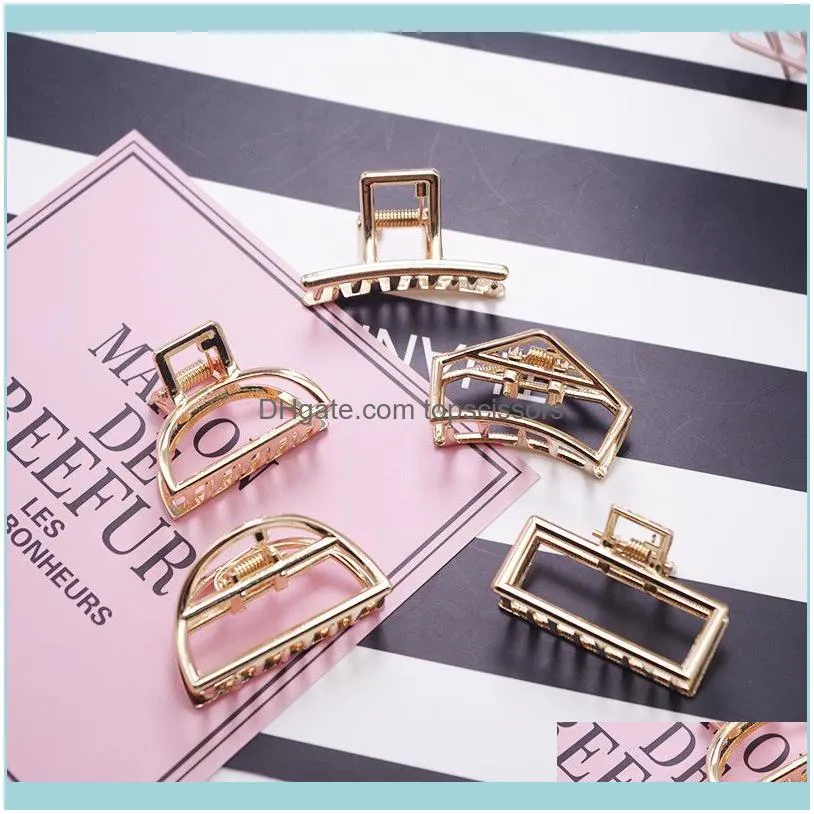 Fashion Women Gold Geometric Simple Alloy Hollow Hair Clips Hairpin Headband Holder Claw Vintage Accessories1