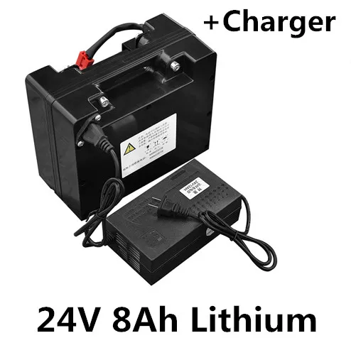 Tragbarer 24V 8Ah Li-Ionen-Lithium-Akku für Elektrofahrräder, Elektrorollstuhl für ältere Menschen, Elektromobilitätsrollstuhl + 2A-Ladegerät