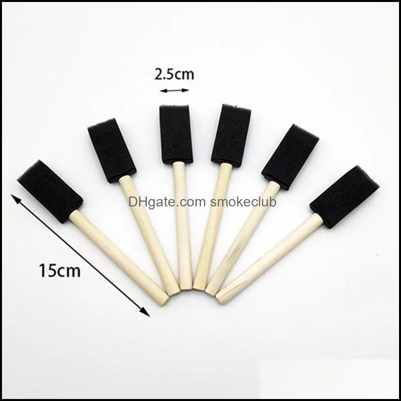 Foam Sponge Brush Sponge Paint Brushes with Wood Handle for Kids Children Students Art Class Graffiti Painting back to School Black