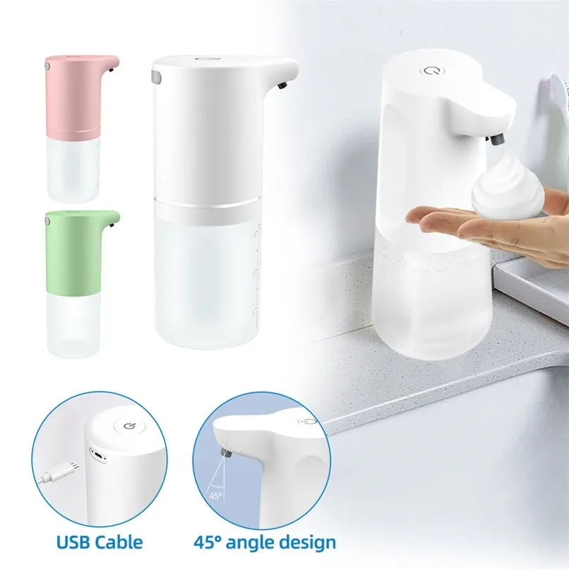 Dispenser automatico di sapone liquido Touchless Ricarica USB Smart Foam Machine Sensore a infrarossi Disinfettante per le mani schiumogeno 211206