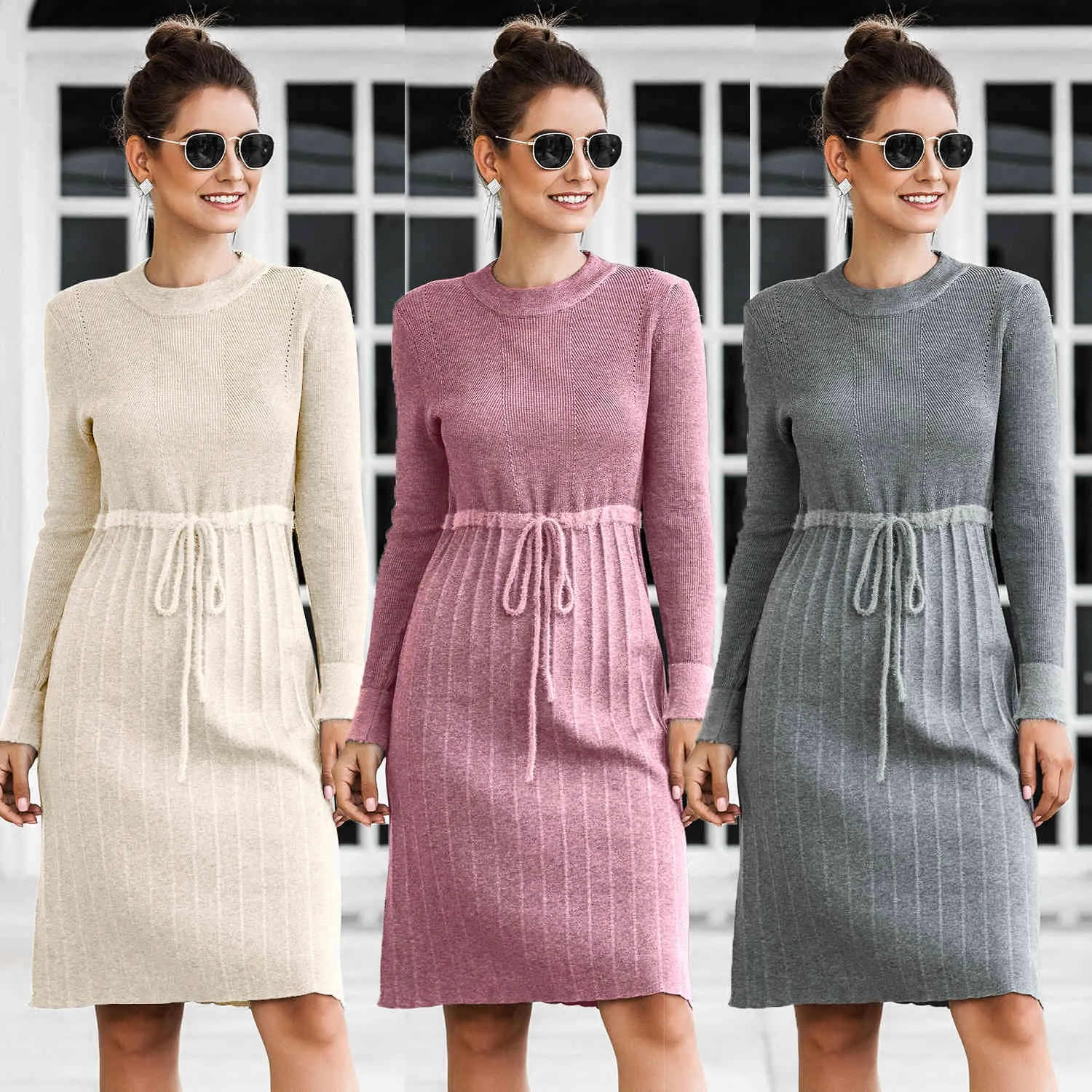 Autumn Knitted Sweater Midi Dress Women Winter Casual Fashion A Line  Sweater Vintage Dress Plush Base Woolen Dress Vestido 210514 From 18,25 € |  DHgate