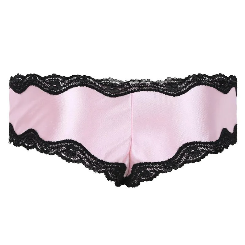 Calcinha Feminina Sissy Lingerie Masculina Crossdress Roupa Interior Gay de cintura baixa Biquíni Gay Cueca Rendada Com Bojo Bolsa 267O