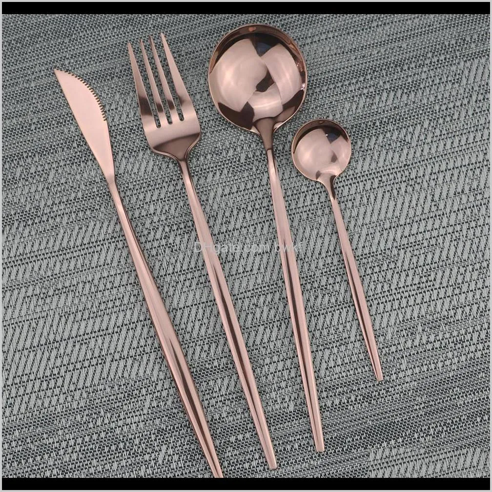 30pcs rose cutlery set 304 stainless steel dinnerware set dinnerware silverware flatware set dinner knife fork spoon des fork 201128