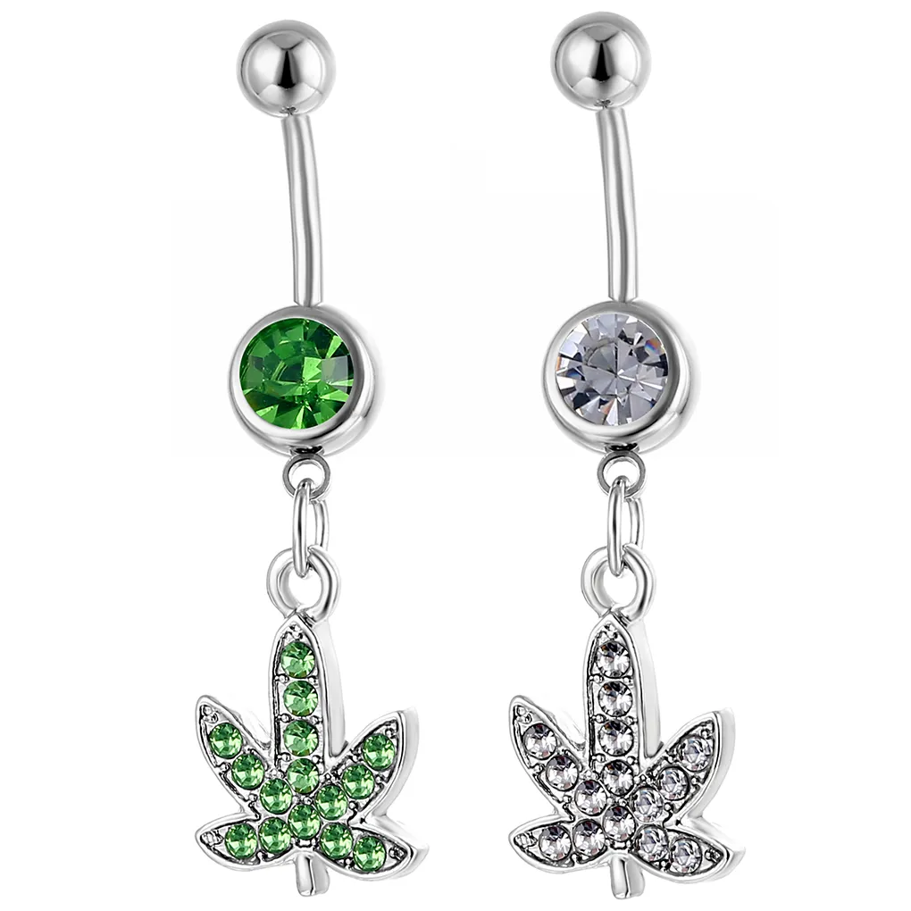 YYJFF D0390 Leaf Belly Navel Button Ring Mix Colors