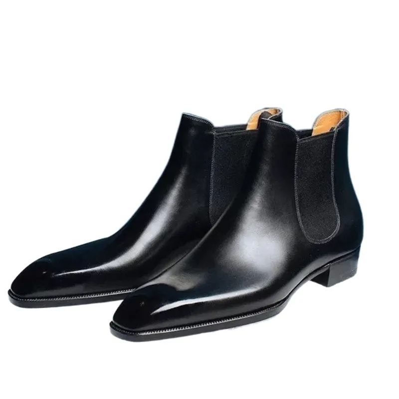 Męskie buty moda Pu skórzane wsuwane chelsea Boot męskie dorywczo biznesowe brytyjskie stylowe buty sukienka Zapatos Para Hombre KA005 211023