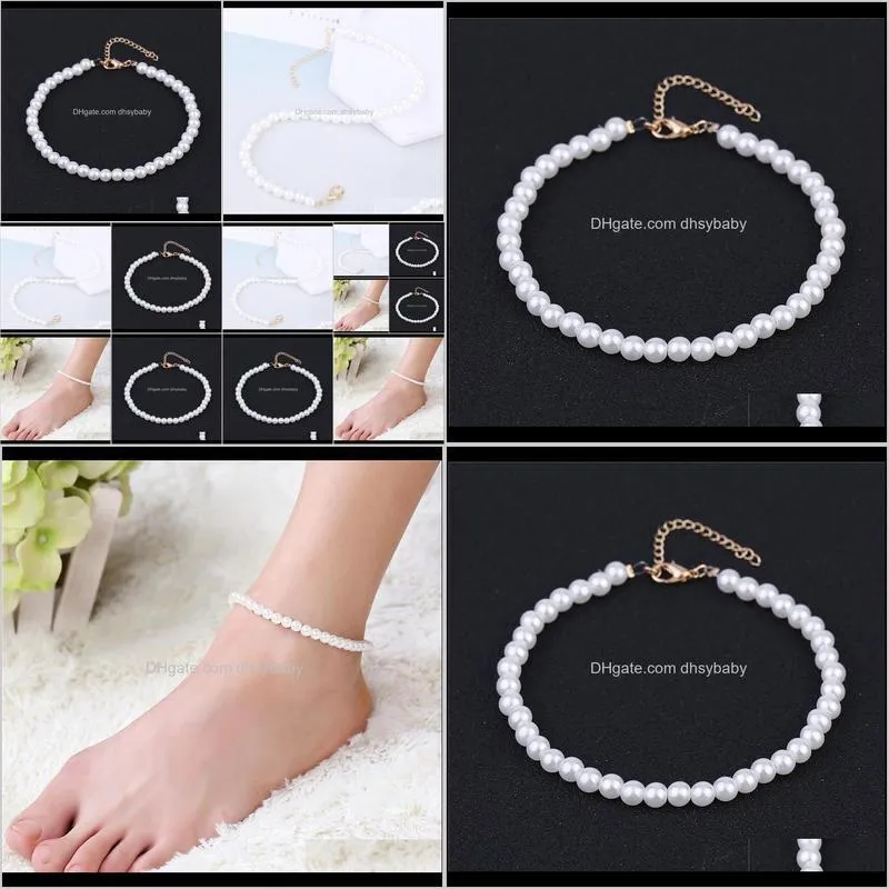 hot selling wild beaded pearl fashion su stretch anklet female summer