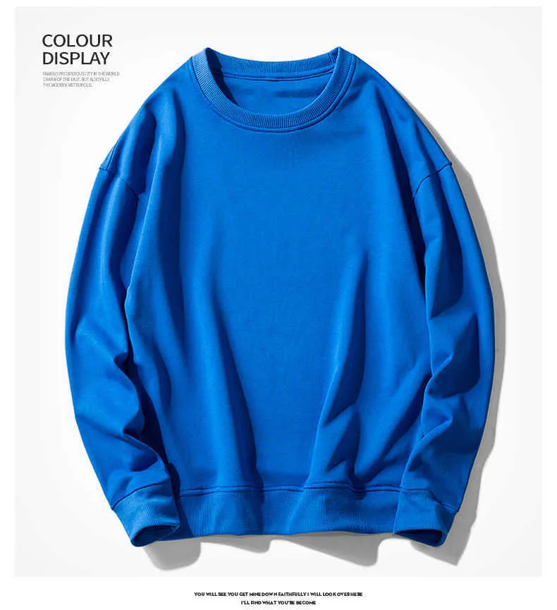 Mens Autumn Winter Long Sleeve Sweatshirt Solid Color