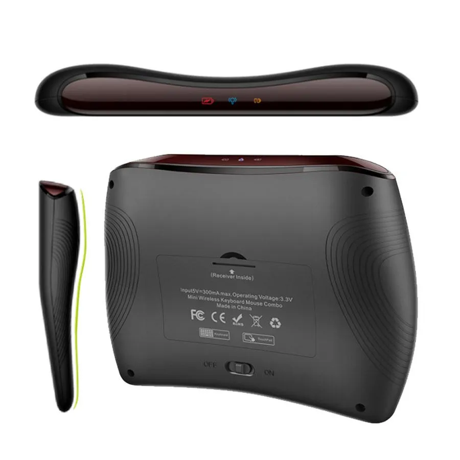 Mini-Tastatur, 2,4 GHz, kabellose Air-Maus mit 7-farbigem, hintergrundbeleuchtetem Touchpad, englisch-russische Tastaturen für Android TV Box