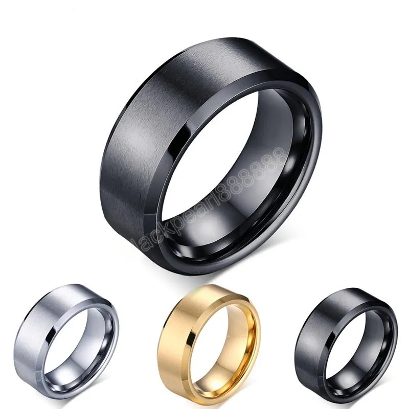 Anel de dedo de aço inoxidável preto para mulheres homens casal faixas de casamento de alta qualidade acessórios de presente de jóias
