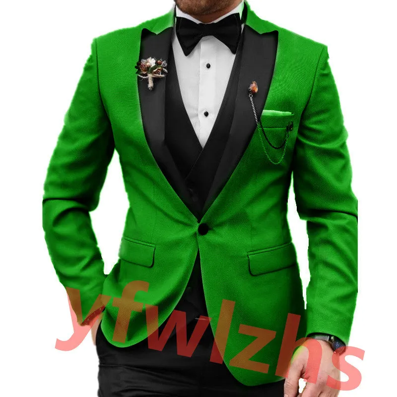 Custom-feita um botão Groomsmen Peak Lapel Noivo TuxeDos Homens Suits Casamento / Prom / Jantar Homem Blazer (Jacket + Calças + Tie + Vest) W922