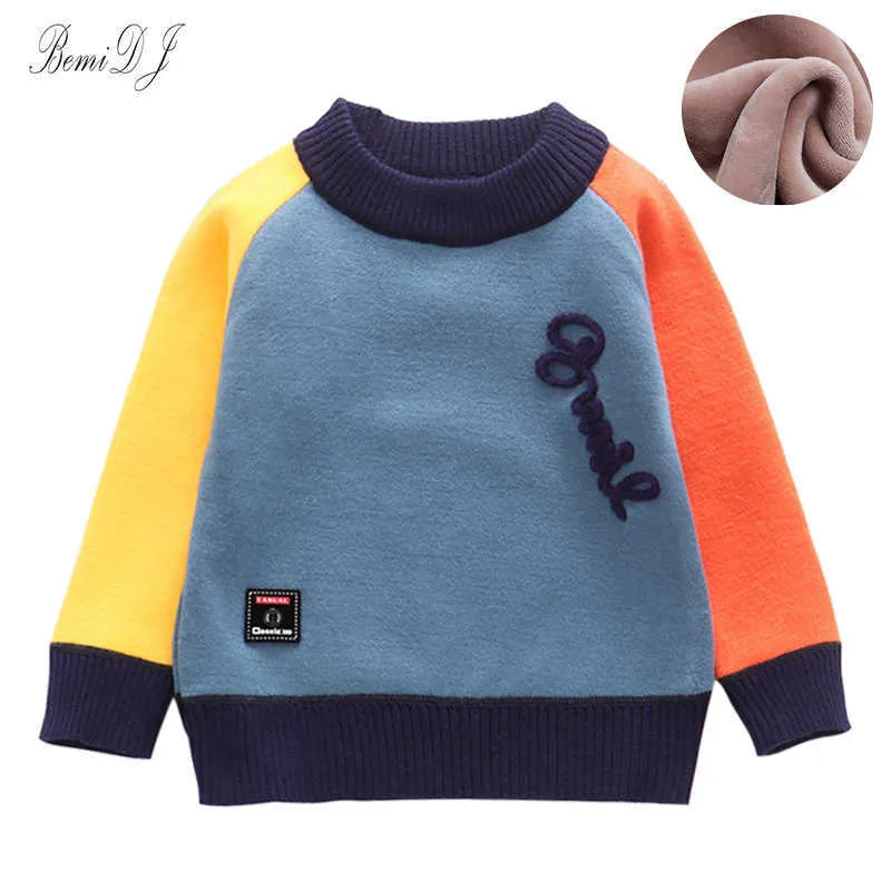 Kinder Jungen Pullover Kinder Strickwaren Herbst Oberbekleidung Kleinkind Gestrickte Kleidung Farbe Block Mode 0-Ausschnitt Langarm Pullover Y1024