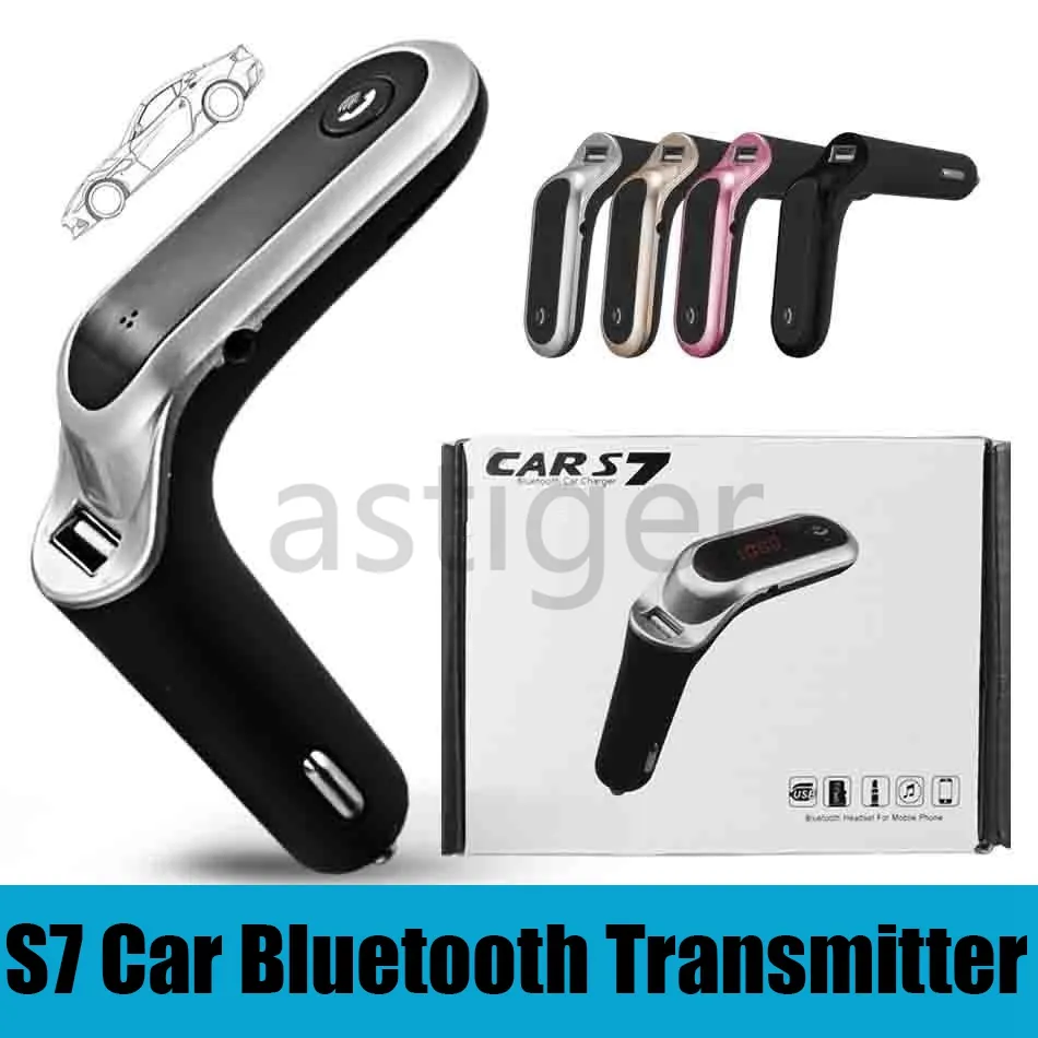 2021 FM Transmitter S7 Bluetooth Car Kit HandsFree FM Radio Adapter LED Car Bluetooth Adapter Support TF Card USB Flash Drive AUX Input/Output