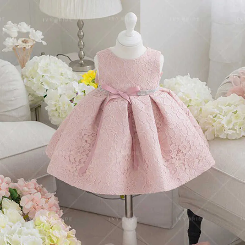 2021 été nouveau bébé fille robes dentelle princesse robes enfants anniversaire robe infantile fleur robes pour filles vêtements 3 4 5 ans Q0716