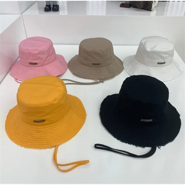 Hot New Fashion French Luxury Brand High Quality Cotton Women Bucket Sun Protection Hat Cotton 5 Color One Size Women's Cap Q0805