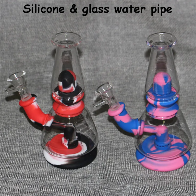 Mini Silicone Bongs hookah Glass sets Water Pipes Unbreakable Bong Bubbler