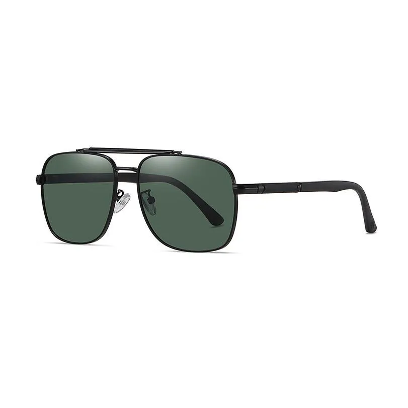 Vintage polarisierte Sonnenbrille für Herren und Damen, zweifarbig, Gunmetal-Rahmen, Doppelsteg-Sonnenbrille, Top-Qualität