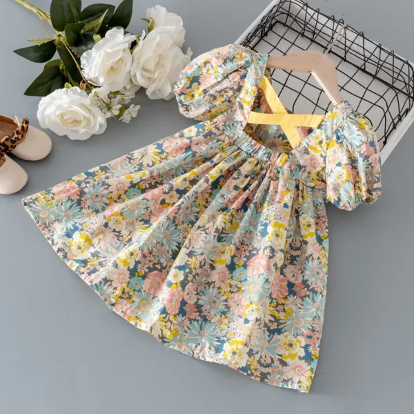 Gooporson Summer Flower Girl Dresses for Weddings Vestidos Fashion Korean Backless Short Sleeve Princess Dress Kids Costume Q0716