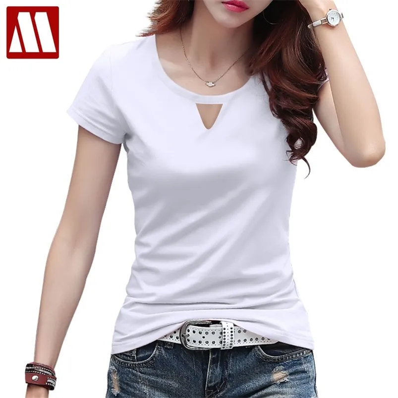 Dames Zomer T-shirts Casual Slim Fit Korte Mouw T-shirts Sexy O-hals Katoen Tee Shirt Femme Dames Tops Plus Size S ~ 5XL 210623