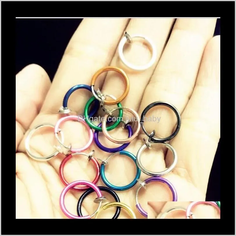 fake nose hoop ring ear septum lip navel earrings body non piercing black jewelry drop shipping ps2865