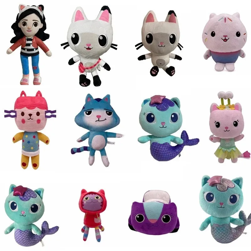 Gabby maison de poupée en peluche Gaby jouets maison chat dessin animé animaux en peluche sirène chats peluche poupées enfants cadeau