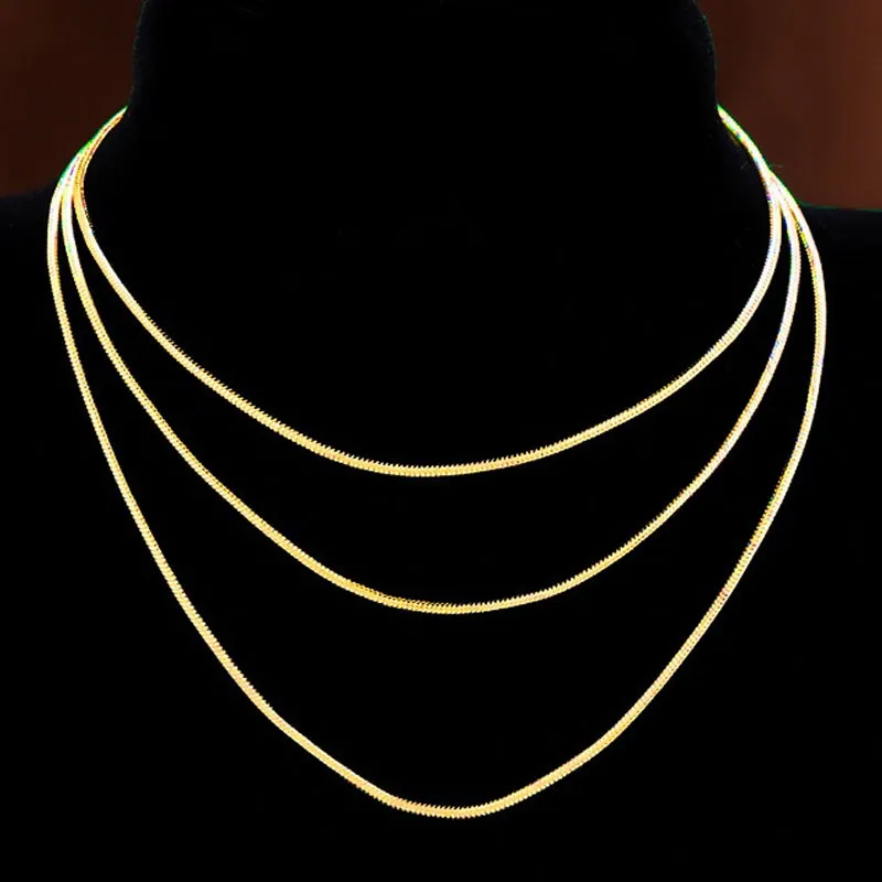 1 ملليمتر 18 كيلو مطلية بالذهب 925 فضة ثعبان سلسلة قلادة diy مجوهرات للنساء