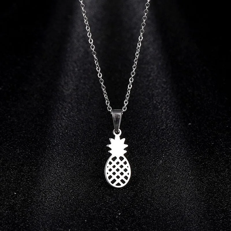 Anhänger Halsketten Edelstahl Ananas Silber Farbe Kette Weibliche Halskette Modeschmuck Für Frauen Freundin Liebhaber