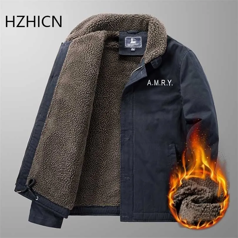 Winter Herrenjacken Kaschmir Casual Baumwolle Fleece Bomberjacke Hochwertige Mode Warme Mäntel Marke Plus Samt Kleidung 211126