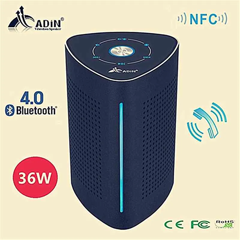 Adin Vibration Bluetooth-динамик 36W беспроводной металлический NFC стерео 3D объемный сенсорный компьютер сабвуфер колонок телефон