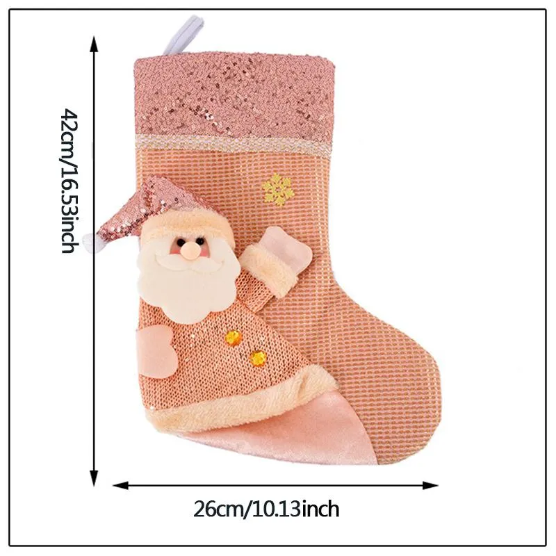 Christmas Tree Decoration Stocking Pink Sequins Xmas Party Decor Hanging Stocking Santa Claus Children Gift Candy Socks Bag BH4968 WLY