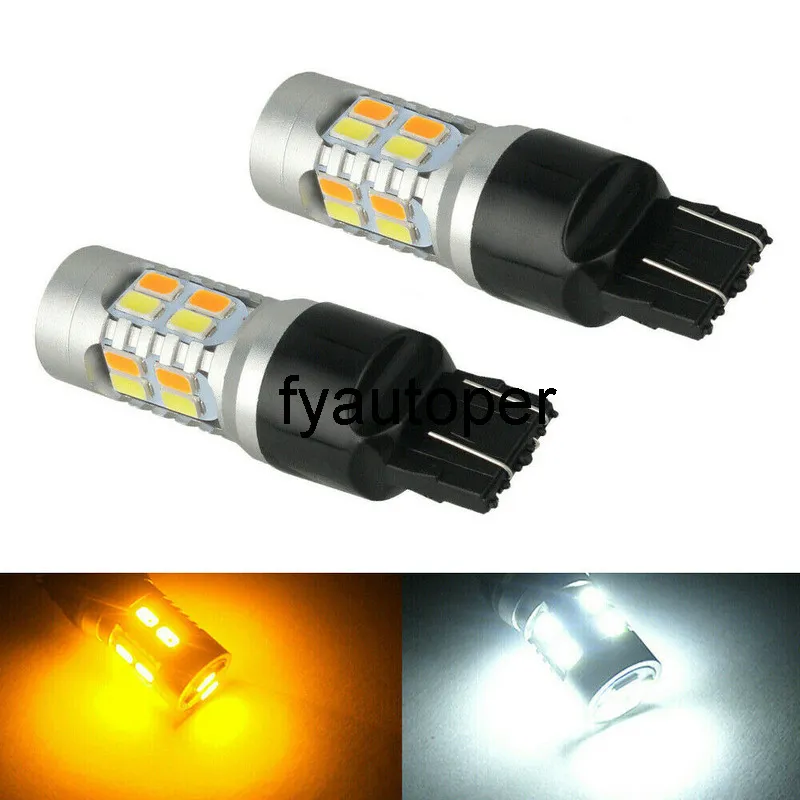 2pcs LED Turn Signal Light 7444 7443 7440 Car Light Warm White Amber Switchback DRL Parking Bulbs Exterior Parts Car Products