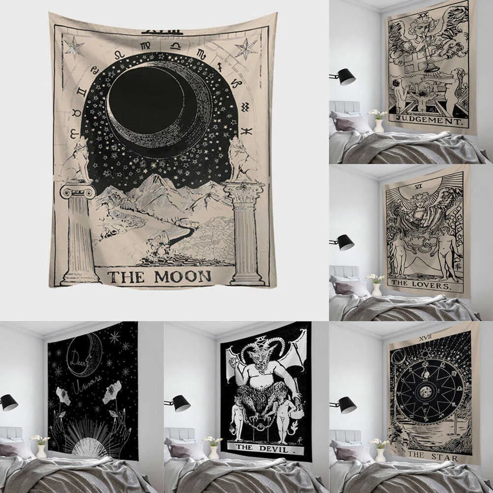 Nordic Ins Hanging Cloth Art Wall Tapestry Hem Dekoration Väggmålning Tarot 210609