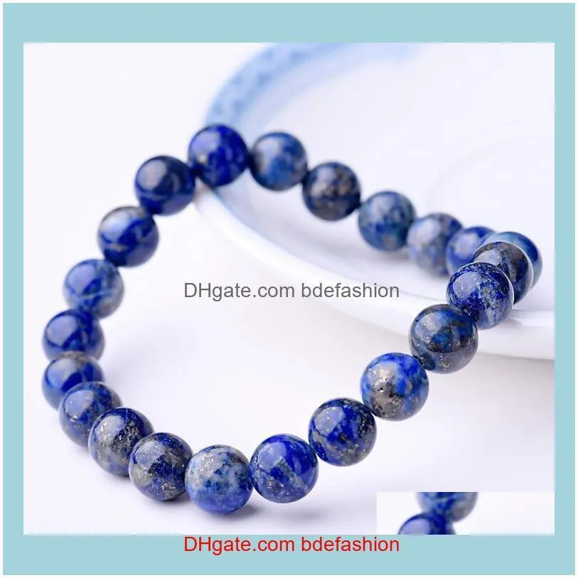 High Quality Natural Stone Lapis Lazuli Beaded Bracelets for Women Men Fashion Energy Bracelet Elastical Jewelry Gift