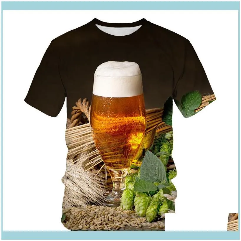 2021 Beer Water Drop Wine Glass Element Men T-Shirts Summer 3D Print Casual Streetwear Cosplay Costume T Shirt Fashion Harajuku Top Tees Unisex