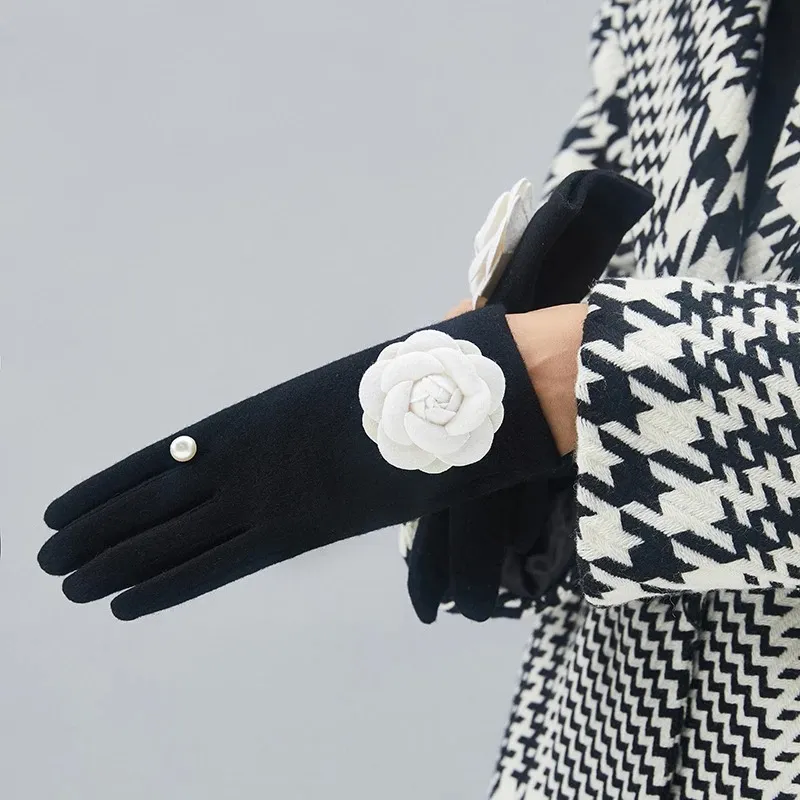Camellia sinensis Pearl une génération de gants chauds en laine dames automne et hiver tempérament gants de cyclisme en plein air dames prix usine