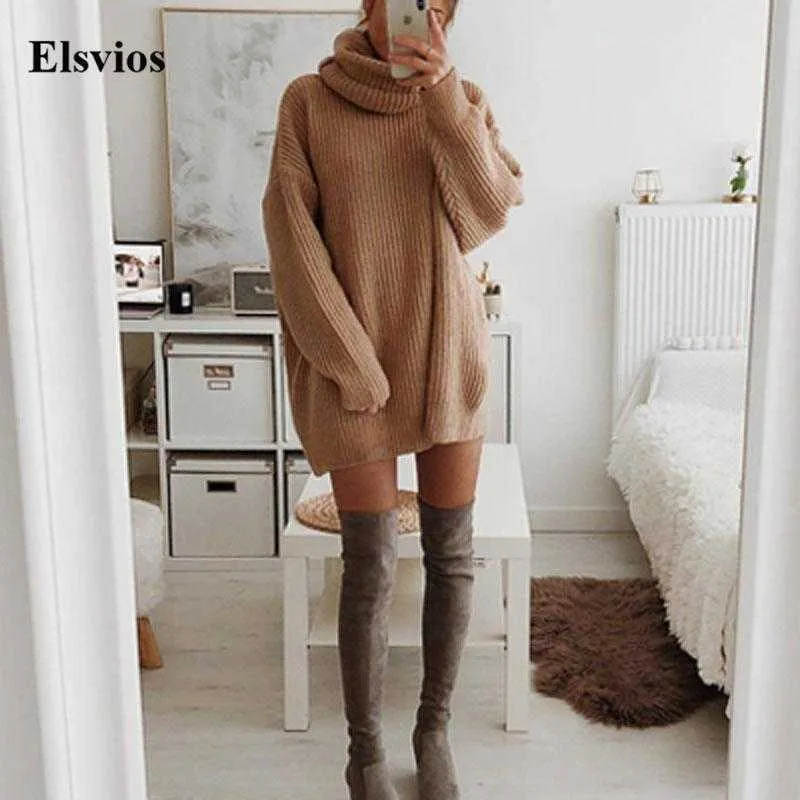 Herbst Elegante Solide Büro Dame Mini Kleid Frauen Rollkragen Warme Winter Pullover Kleid Casual Langarm Gestrickte Pullover Kleid Y1006