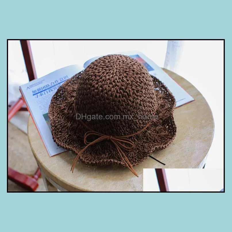 Summer Straw Hat Women Wide Brim Sun Protection Beach Hat Adjustable Floppy Foldable Sun Hats for Ladies with Band VT0132