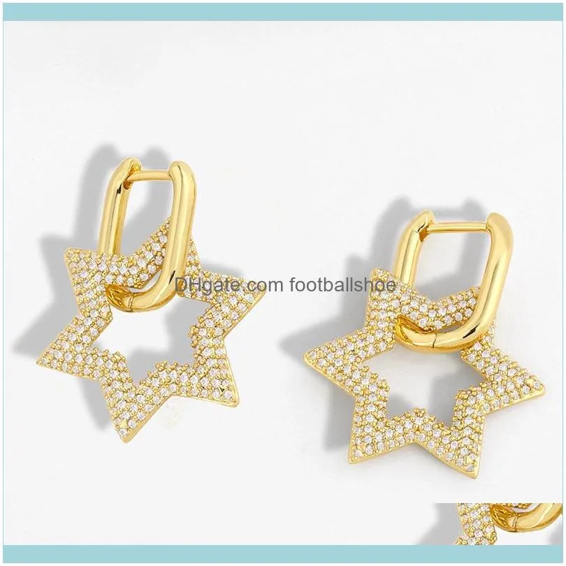 Designers 2021 new geometric double ring lock women`s Diamond simple hip hop Earrings eru13