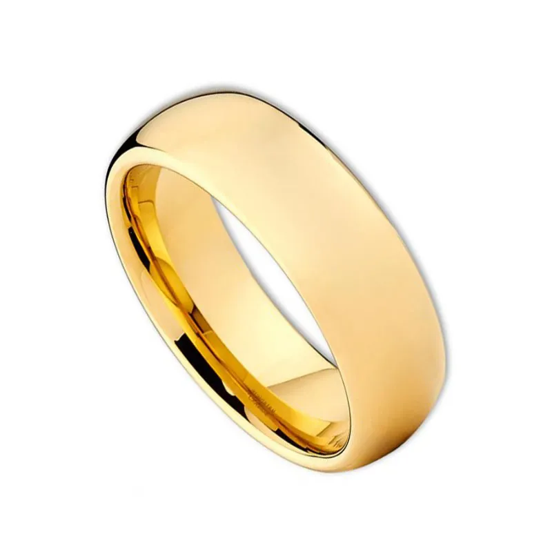 Anel de casal de noivado de aço de tungstênio brasileiro 8mm faixa de casamento cor dourada para homens e mulheres (10 peças/lote)