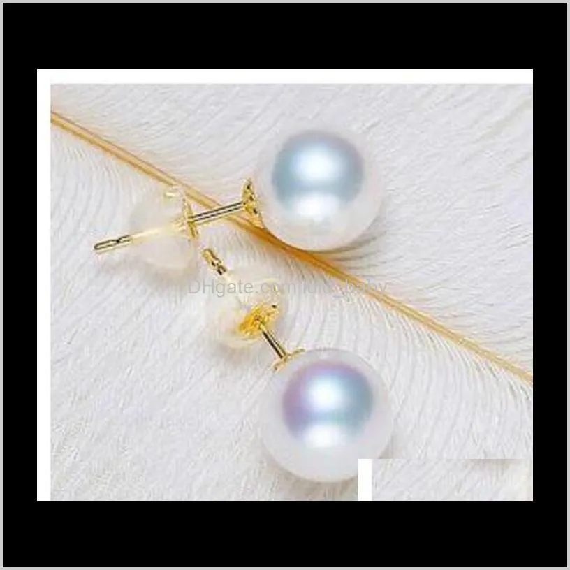 Boucles d'oreilles à tige bijoux livraison directe 2021 10-11Mm mer du sud parfaite perle blanche boucle d'oreille or 14 carats accessoires Xtefl