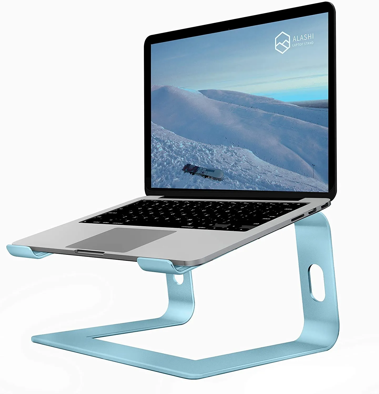 Stojak na laptopa na biurko, aluminiowy rander komputerowy, ergonomiczny uchwyt na notebooka, odpinane metalowe laptopy winda, uchwyt do montażu komputera 10 do 15,6 cali, aqua blue