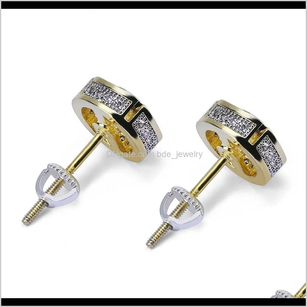 european and american round ear studs zircon hip-hop earrings wholesale