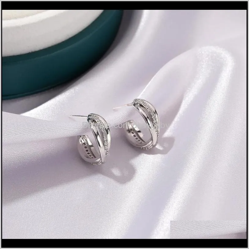 luxury cross hoop zircon geometric earrings minimalist copper jewelry rhinestone hoops accessories for women wholesales lots