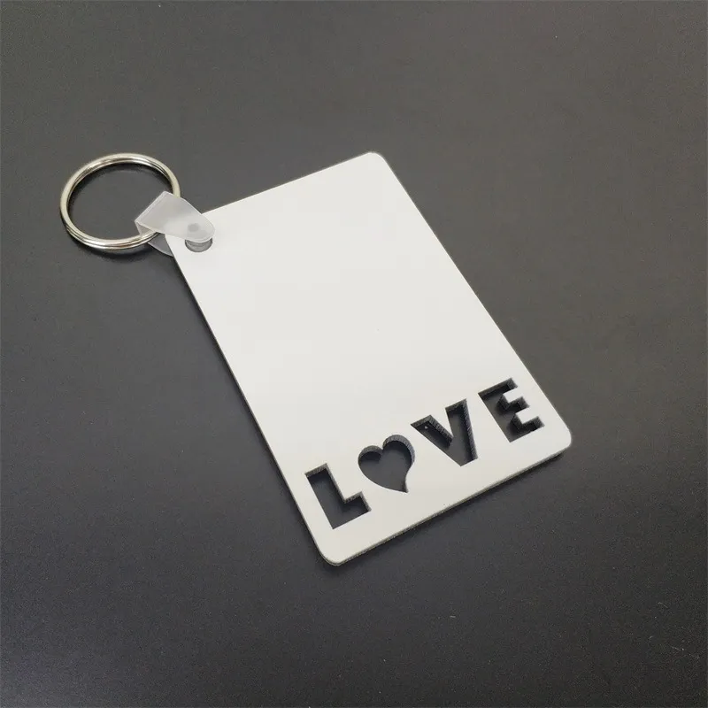 DHL Sublimation Keychain Party Favor LOVE GRAD DAD MOM SENIOR Key Chain Creative DIY Gift Blank MDF Keyrings