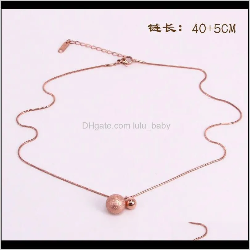 famous stainless steel geometric cute love ball bead shape snake chain pendant necklace rose gold color women party xmas gift1