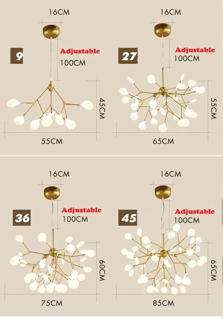 Modern Firefly Avize Işık Ağacı Şube Akıcılık Lamba Yatak Odası Sanat Dekoratif Tavan Avelileri Asma Aydınlatma Armatürü Kolye Lambalar