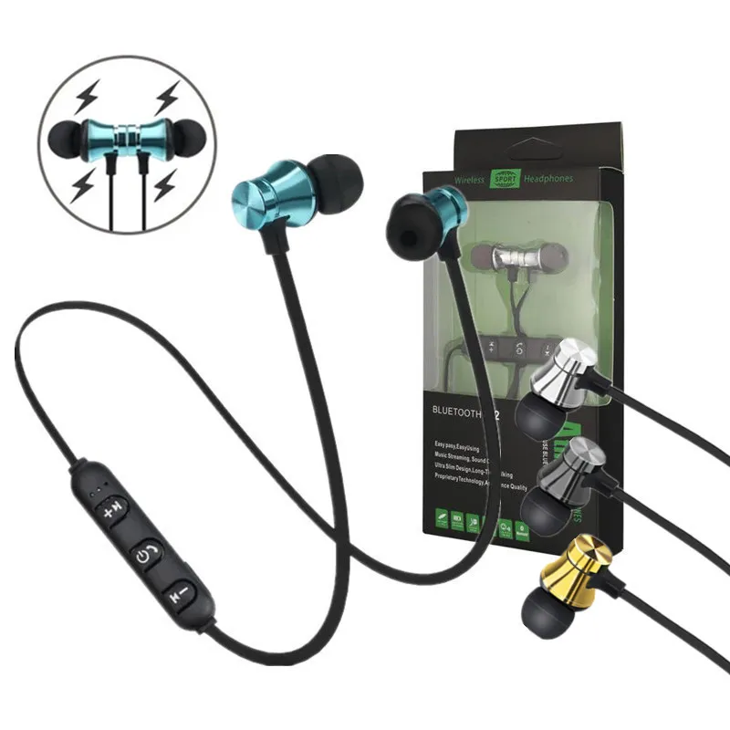 Sports Magnetic Wireless Bluetooth Earphones In Ear Stereo Headphones with Microphone for iPhone Samsung Android Smartphones